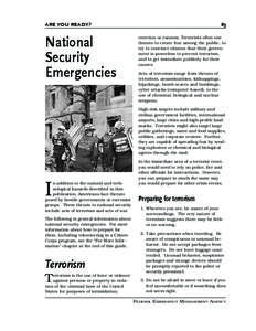 ARE YOU READY?  National Security Emergencies