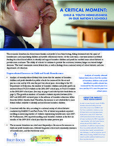 A Critical Moment: Child & Youth Homelessness in Our Nation’s Schools