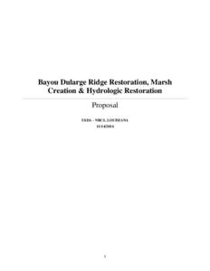 Bayou Dularge Ridge Restoration, Marsh Creation & Hydrologic Restoration Proposal USDA - NRCS, LOUISIANA[removed]