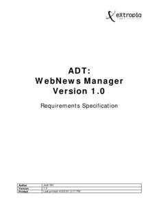 ADT: WebNews Manager Version 1.0 Requirements Specification  Author