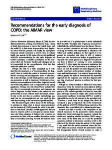 Recommendations for the early diagnosis of COPD: the AIMAR view