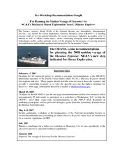Background: Ocean Exploration and the Okeanos Explorer (“OE2”):  NOAA’s Ocean Exploration (OE) program (http://oceanexplorer