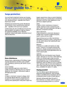 Your guide to... Surge protection You work hard to build and maintain your business. That’s why it’s important to ensure you’re protected from all potential losses – especially when they’re beyond your control.