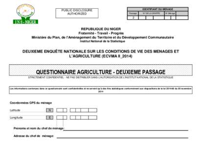 PUBLIC DISCLOSURE AUTHORIZED IDENTIFIANT DU MENAGE Passage