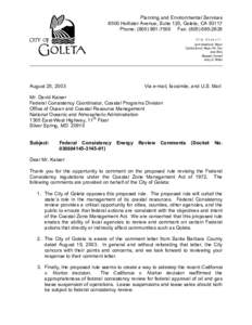 City of Goleta Comments on proposed Federal Consistency Regulation Revisions