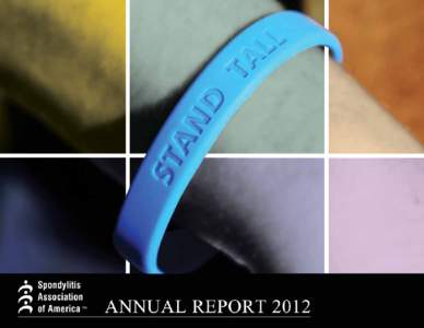 ...A YEAR IN REVIEW DEAR SUPPORTERS, 2012 has been a year of expanded communications and outreach for the Spondylitis Association of America. Our efforts to educate specialty doctors, including chiropractors and primary