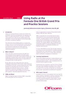 www.ofcom.org.uk  OfW66 Using Radio at the Formula One British Grand Prix