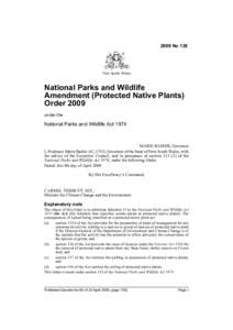 2009 No 138  New South Wales National Parks and Wildlife Amendment (Protected Native Plants)