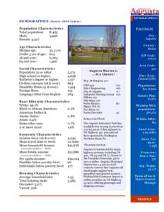 DEMOGRAPHICS  DEMOGRAPHICS (Source: 2000 Census) Population Characteristics Total population: 8,423