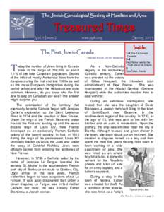 The Jewish Genealogical Society of Hamilton and Area  Treasured Times Vol. 5 Issue 2  www.jgsh.org