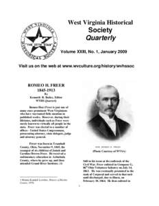 West Virginia Historical  Society Quarterly Volume XXIII, No. 1, January 2009