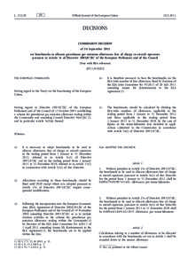 Commission Decision of 26 September 2011 on benchmarks to allocate greenhouse gas emission allowances free of charge to aircraft operators pursuant to Article 3e of Directive[removed]EC of the European Parliament and of 