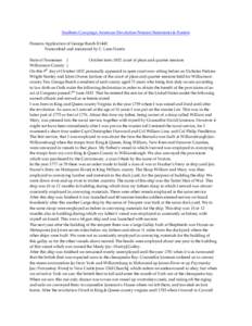 Southern Campaign American Revolution Pension Statements & Rosters Pension Application of George Burch R1442 Transcribed and annotated by C. Leon Harris State of Tennessee } October term 1832 court of pleas and quarter s