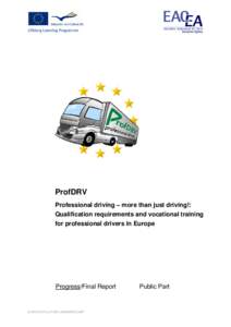 ProfDRV Professional driving – more than just driving!: Qualification requirements and vocational training for professional drivers in Europe  Progress/Final Report