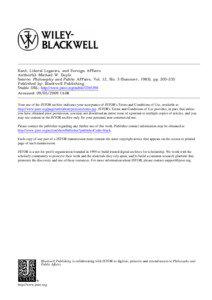 Kant, Liberal Legacies, and Foreign Affairs Author(s): Michael W. Doyle Source: Philosophy and Public Affairs, Vol. 12, No. 3 (Summer, 1983), pp[removed]