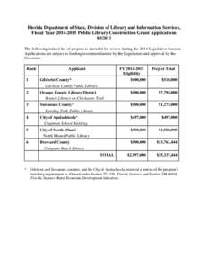 FY[removed]Public Library Construction Grant Applications