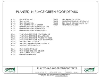 PLANTED-IN-PLACE GREEN ROOF DETAILS TR1.01 TR1.02 TR1.03 TR1.04 TR1.05