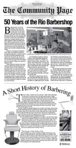 Paid for by Melaleuca September 6, 2009 The Community Page 50 Years of the Rio Barbershop