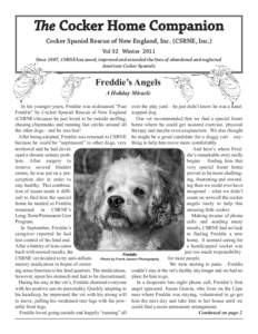 The Cocker Home Companion Cocker Spaniel Rescue of New England, Inc. (CSRNE, Inc.) Vol 32 Winter 2011 Since 1987, CSRNE has saved, improved and extended the lives of abandoned and neglected American Cocker Spaniels