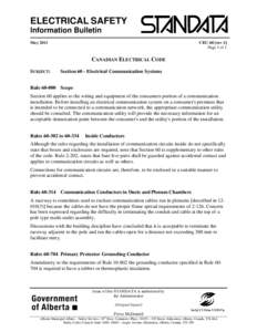 ELECTRICAL SAFETY Information Bulletin May 2011 CEC-60 [rev-1] Page 1 of 1