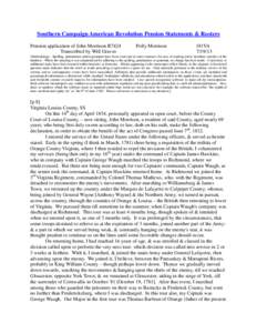 Southern Campaign American Revolution Pension Statements & Rosters Pension application of John Morrison R7424 Transcribed by Will Graves Polly Morrison