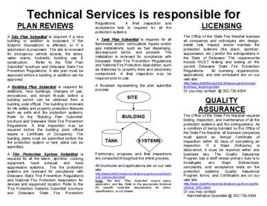 Public safety / Firefighting in the United States / Crime / Fire marshal / Submittals / Fire protection / Wilmington /  Delaware / New Castle County /  Delaware / Fire extinguisher / Building engineering / Firefighting / Safety