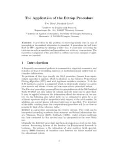 The Application of the Entrop Procedure Uwe Blien1 , Friedrich Graef2 1 Institute for Employment Research, Regensburger Str. 104, D[removed]N¨