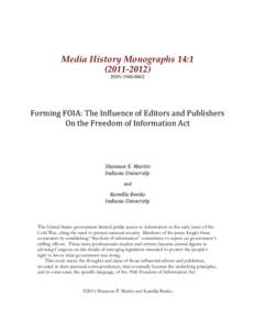    Media History Monographs 14:ISSN	
  