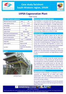 Case study factsheet South-Western region, SPAIN UIPSA Cogeneration Plant Paper sector General description of the case
