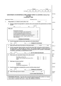 DEPARTMENT OF ENTERPRISE & EMPLOYMENT SURVEY of LEAVERS in School Year[removed]