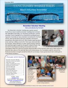 December[removed]Sanctuary Whale Tales Maui’s Volunteer Newsletter  November Volunteer Meeting