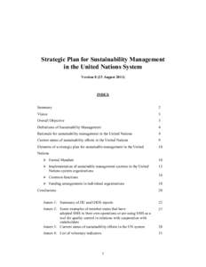 Strategic Plan for Sustainability Management in the United Nations System Version[removed]August[removed]INDEX