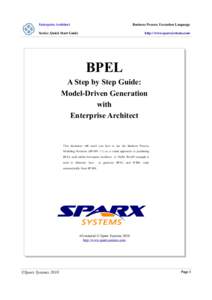 Enterprise Architect  Business Process Execution Language Series: Quick Start Guide