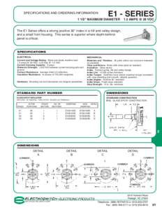 E1 - SERIES  SPECIFICATIONS AND ORDERING INFORMATION 1 1/2