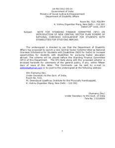 [removed]DD.IV Government of India Ministry of Social Justice & Empowerment Department of Disability Affairs Room No. 510, PDUIPH 4, Vishnu Digamber Marg, New Delhi – [removed]