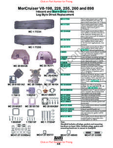 Click on Part Number for Pricing  MerCruiser V8-198, 228, 255, 260 and 898 Inboard and Stern-Drive Units Log Style Direct Replacement MC[removed]