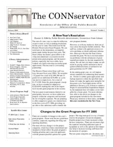 The CONNservator Newsletter of the Office of the Public Records Administrator Volume 4 Number 1  February 2004