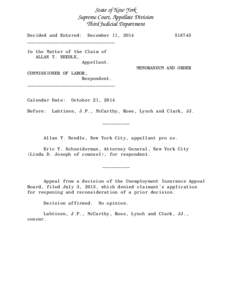 State of New York Supreme Court, Appellate Division Third Judicial Department Decided and Entered: December 11, 2014 ________________________________