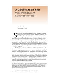 A Garage and an Idea: WHAT MORE DOES AN ENTREPRENEUR NEED? Pino G. Audia Christopher I. Rider