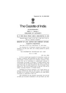 Registered No. DL[removed]The Gazette of India EXTRAORDINARY PART II — Section 1 PUBLISHED BY AUTHORITY