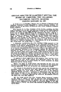 OFFICIAL MINUTES O F QUAR=RL,Y MEETING, THE BOARD OF DIRECTORS, THE OKLAHOMA HISTORICAL SOCIETY, QUARTER ENDING JANUARY 24, 1957 ~t 10 zoo a. m. on Thursday, January 24, the Board of Directors of the