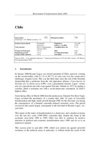 Mustergutachten zum Stand der wirtschaftlichen und politischen Transformation in Chile