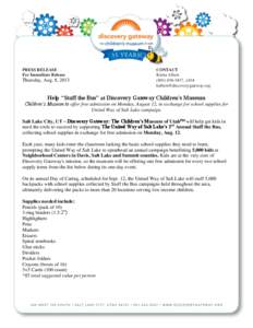 PRESS RELEASE For Immediate Release Thursday, Aug. 8, 2013  CONTACT