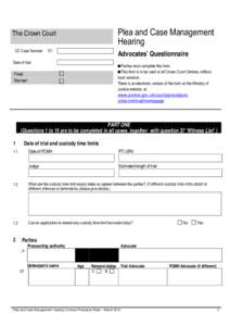 Crown Court PCMH form Plea and Case Management Hearing Advocates Questionnaire