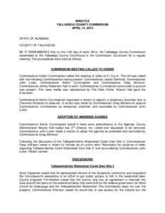 MINUTES TALLADEGA COUNTY COMMISSION APRIL 14, 2014 STATE OF ALABAMA COUNTY OF TALLADEGA