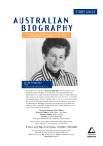 STUDY GUIDE  AUSTRALIAN BIOGRAPHY A series that profiles some of the most extraordinary Australians of our time