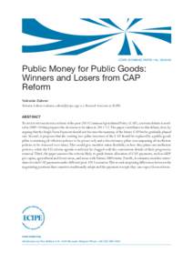 ECIPE WORKING PAPER • No[removed]Public Money for Public Goods: Winners and Losers from CAP Reform Valentin Zahrnt