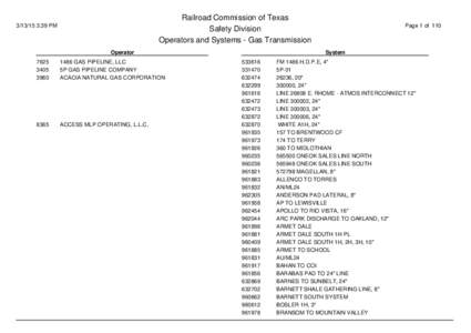 Railroad Commission of Texas Safety Division Operators and Systems - Gas Transmission[removed]:39 PM