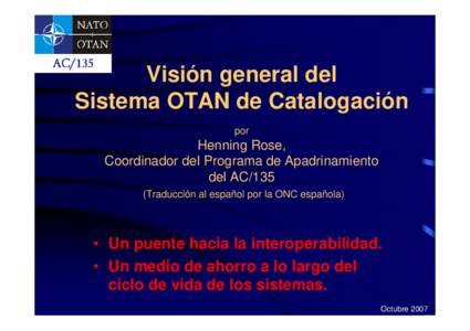 Visión general del Sistema OTAN de Catalogación por Henning Rose, Coordinador del Programa de Apadrinamiento