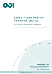Linking public financial management dimensions to development priorities - ODI Working PapersDiscussion papers